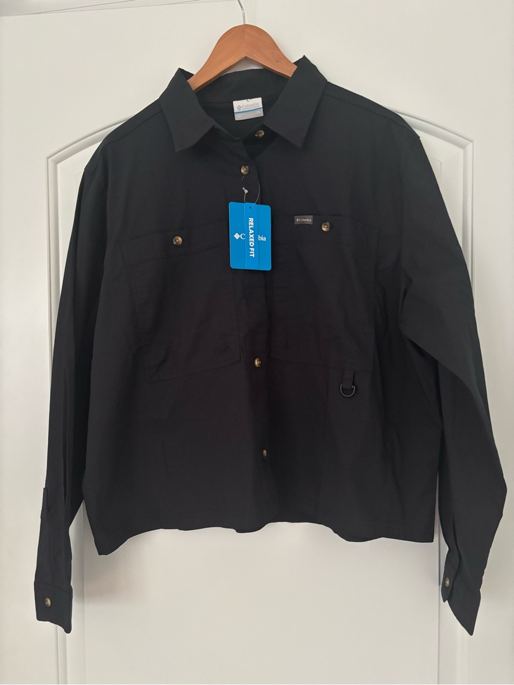 NWT Columbia Brea Falls Woven Long Sleeve Shirt - Black - Women's XL